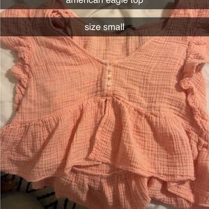 American Eagle Outfitters Soft Pink Ruffle Blouse